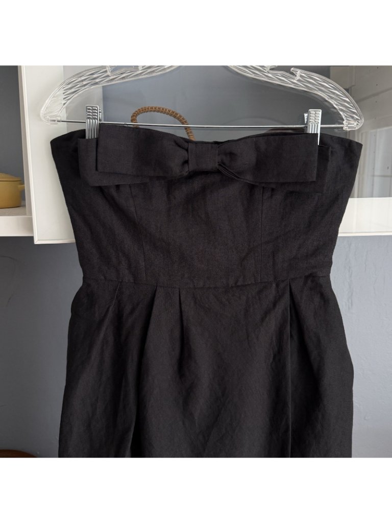 Linennaive Strapless Midi Linen Dress Bow Black Comfort First Classy Always Sz S — image 2 of 8